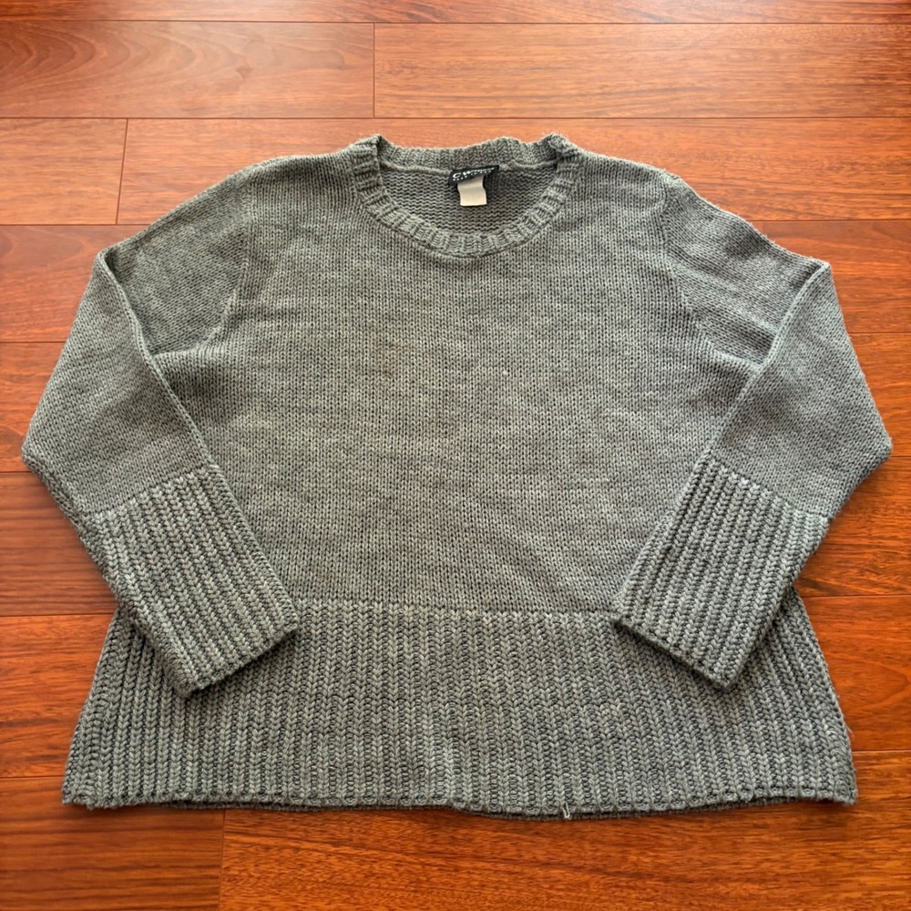 Vintage 90s USA Made CW Sport Grey Acrylic Knit Crewneck Sweater XL Streetwear